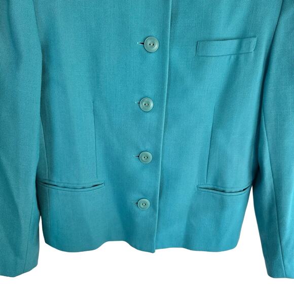 E.H. Woods Women's Blazer 12 Teal 5 Button Misses Size Large L Coat Jacket - Picture 3 of 8